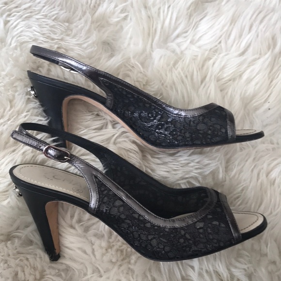Chanel black peep toe sling back heels size 38 - Picture 2 of 8